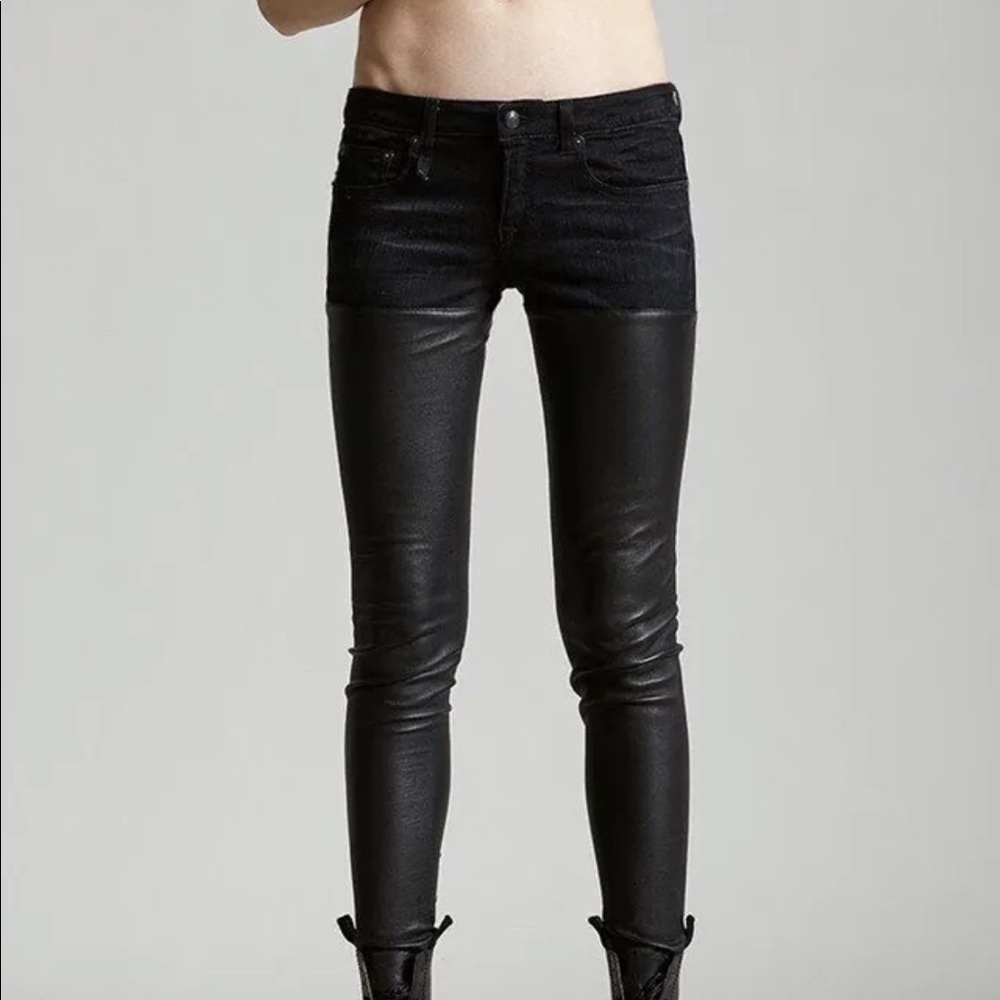 R13 Black Leather Chaps JEANS SIZE 24 $845.